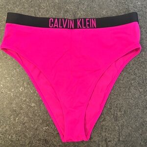 Calvin Klein Neon Barbie Pink High Waisted Bikini Bottoms